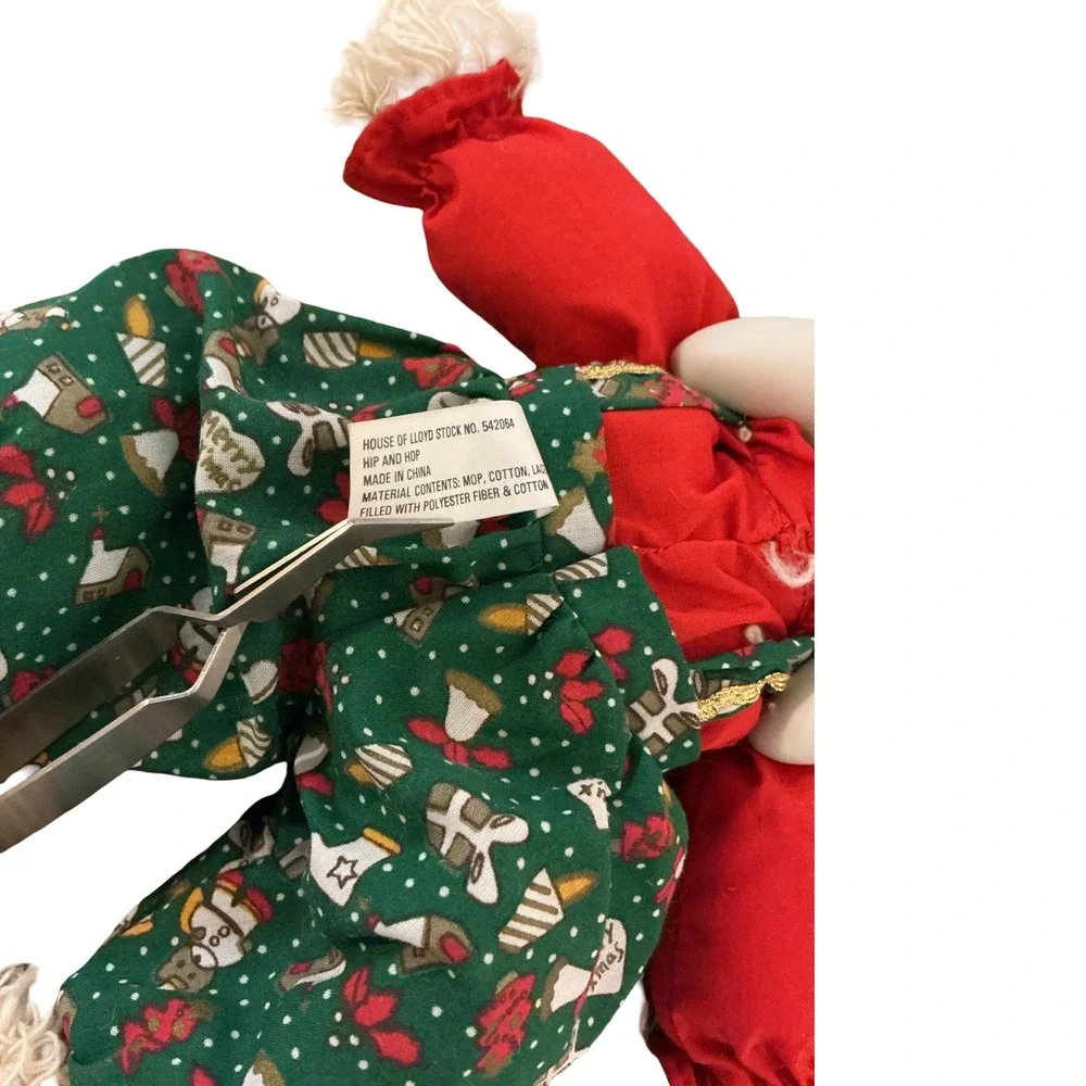 Vintage‎ TL Toys 1995 Christmas Bunny Rabbit Plush Green Red Holiday Doll 10